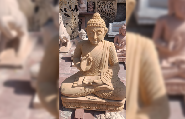 Yellow Stone Buddha Statue