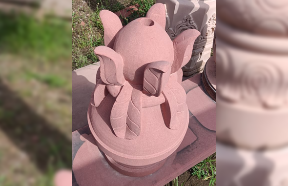 Red Stone Lotus Flower