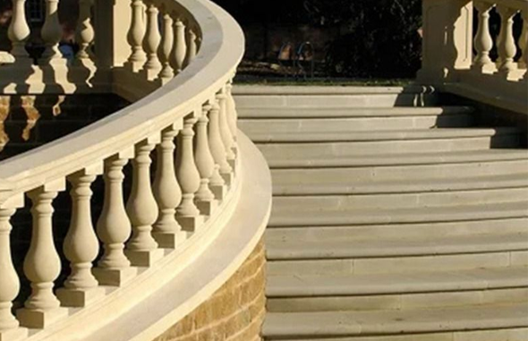 Pink sand stone railings pillar